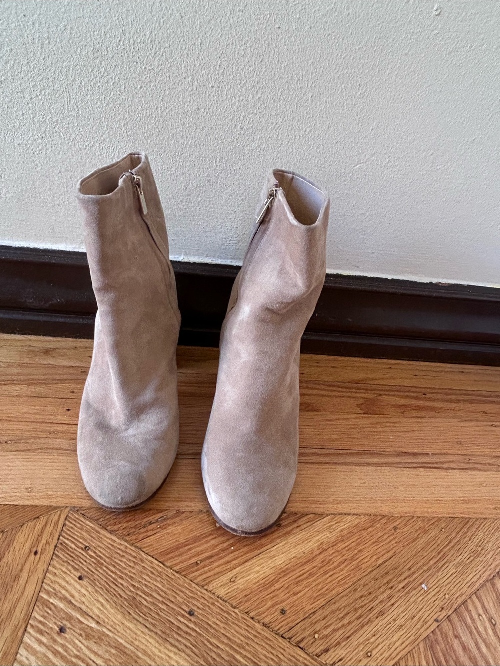 Joie Beige Suede Ankle Booties with Side Zip